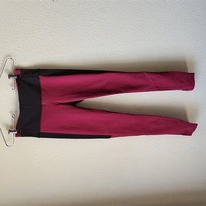 Lululemon Black Maroon Speed Workout Leggings Color Block Mesh Tight Size 4